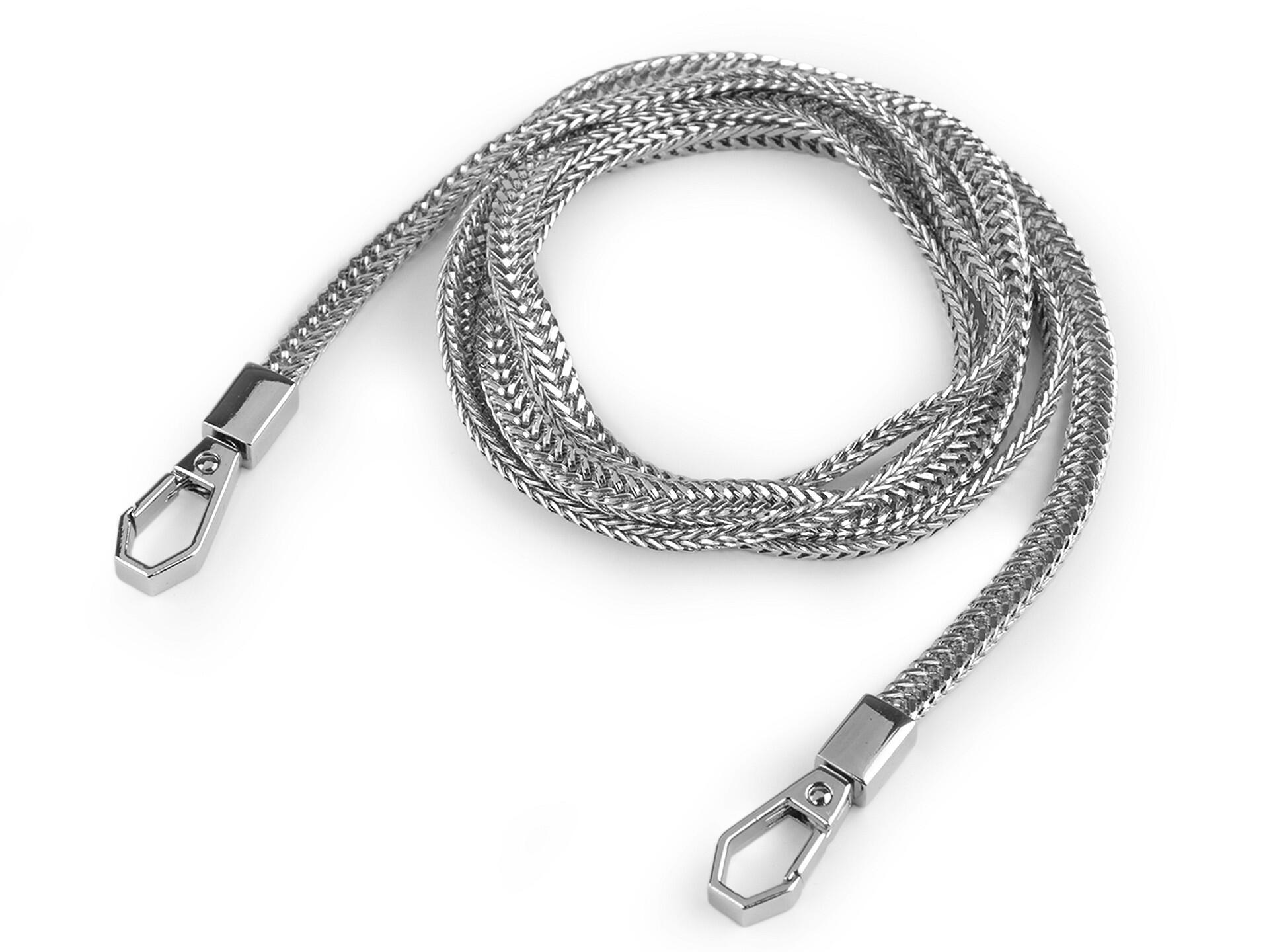 Kopia - Łańcuszek metalowy do torebki - 120 cm z karabińczykami-  Nikiel