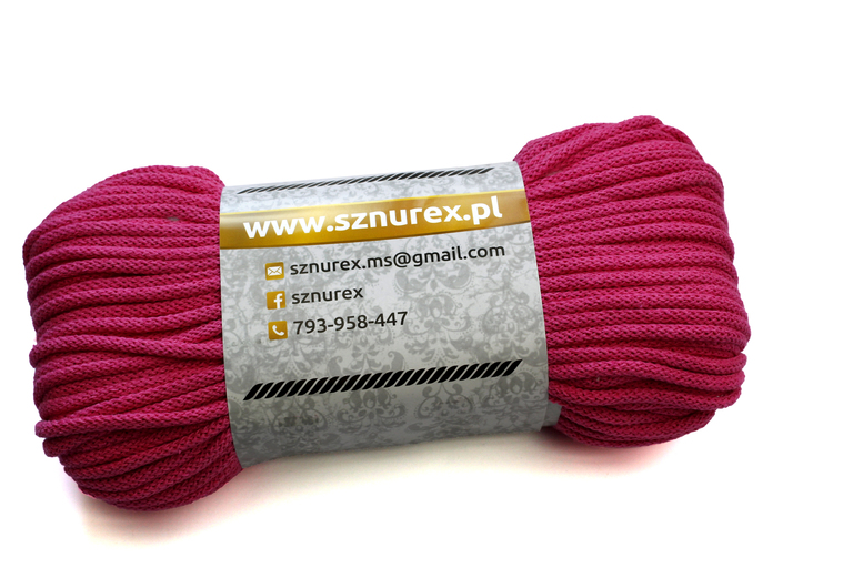 Sznurek bawełniany 5 mm- 100mb- Fuksja