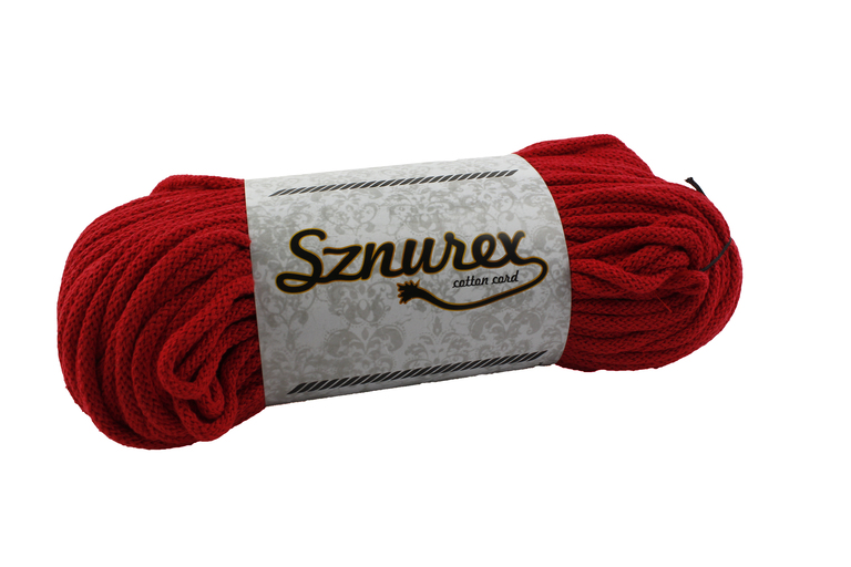 Sznurek bawełniany 5 mm- 100 mb- CZERWONY
