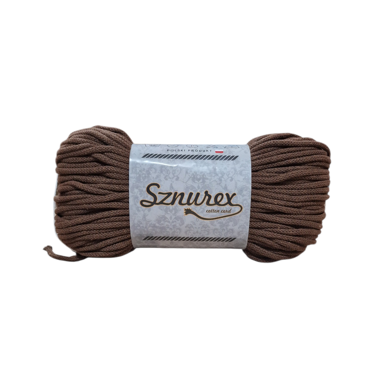 Sznurek bawełniany 5 mm- 100 mb- BRĄZOWY