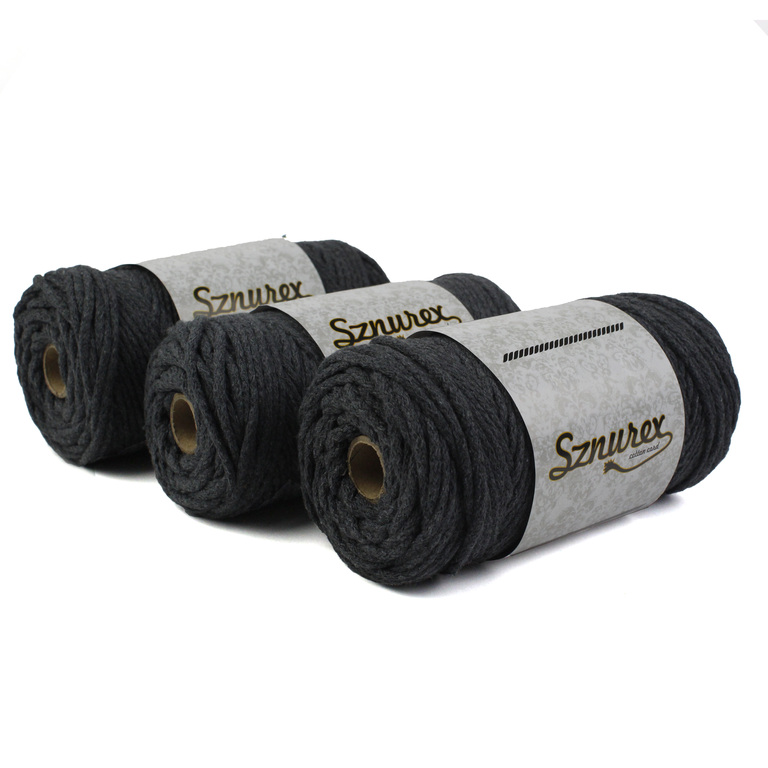  Sznurek bawełniany 3mm- 100mb- CIEMNY SZARY