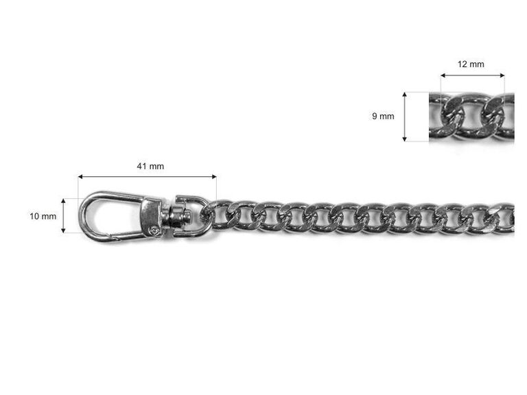  Łańcuszek metalowy do torebki z karabińczykami-  oczka 12/9 mm - NIKIEL- 100 cm (3)