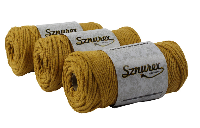Sznurek bawełniany 3mm- 100mb- MUSZTARDOWY