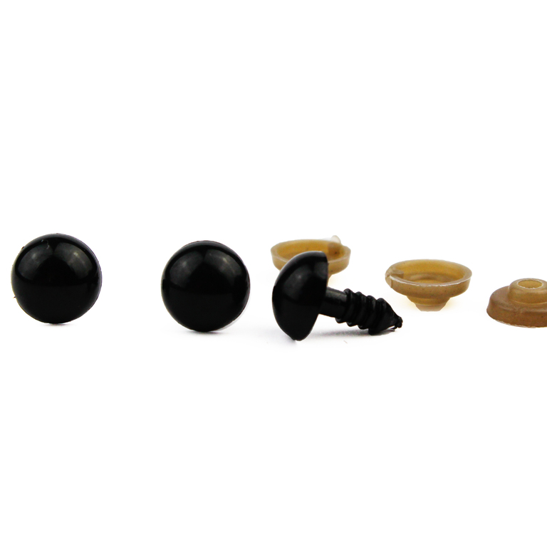 Oczy plastikowe, bezpieczne do maskoek- czarne - 12mm