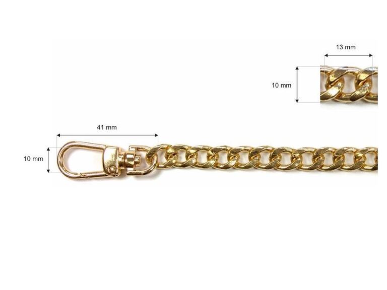  Łańcuszek metalowy do torebki z karabińczykami- wielkość oczka 13/10 mm - długość 100 cm - złoty (3)