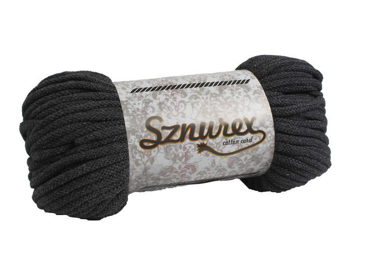 Sznurek bawełniany 5 mm- 100 mb- CIEMNO SZARY