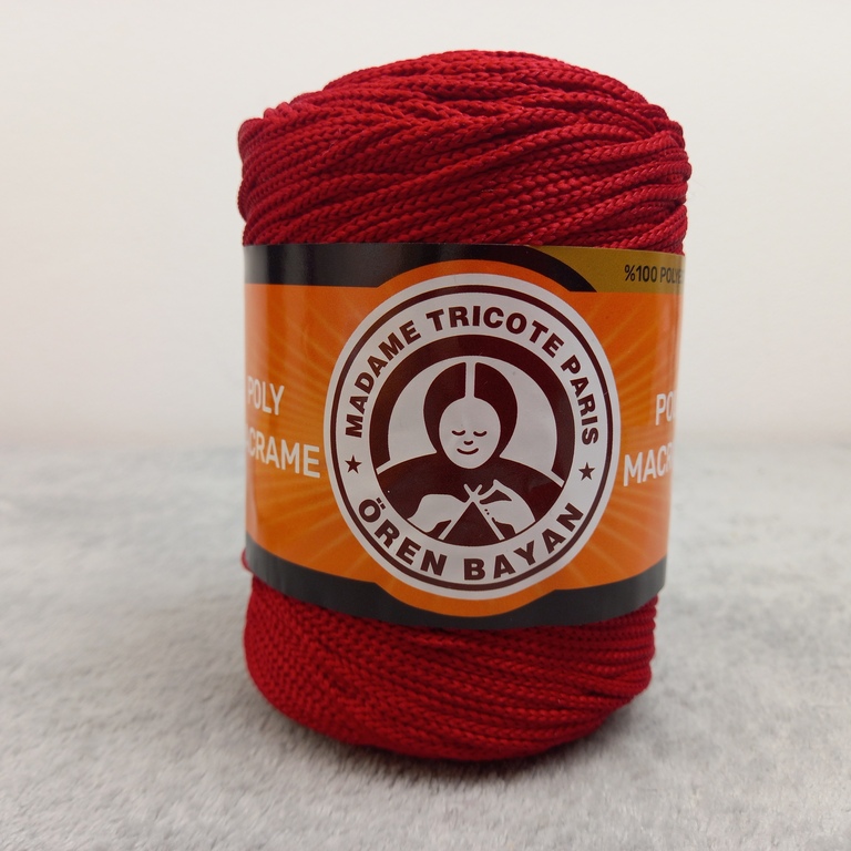  SZNUREK POLY MACRAME- CZERWONY- 118